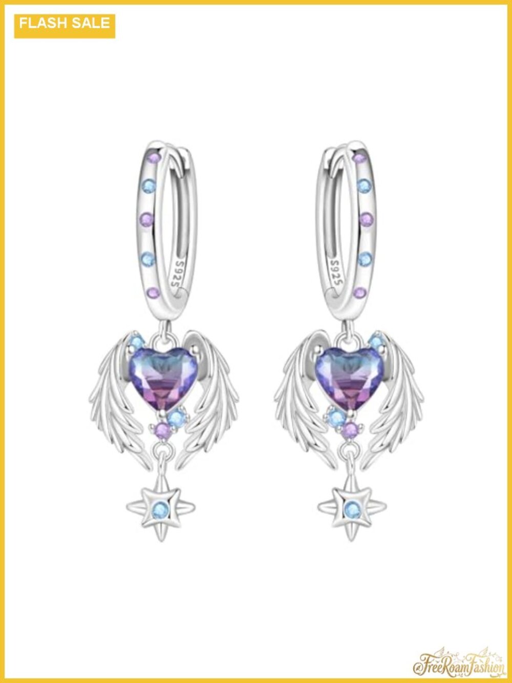 Sterling Silver Butterfly Dangle Earrings Hypoallergenic Rhinestone Drop Hoops